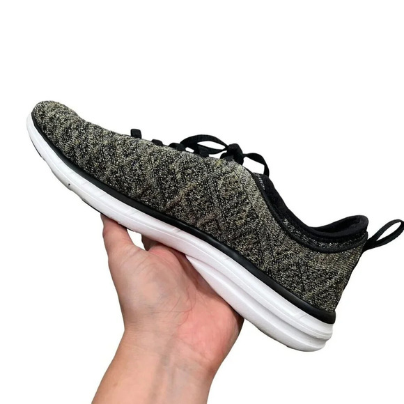 APL Techloom Phantom Runnng Sneakers Size 10 Black Gold Fused Knit Athletic - Picture 9 of 12